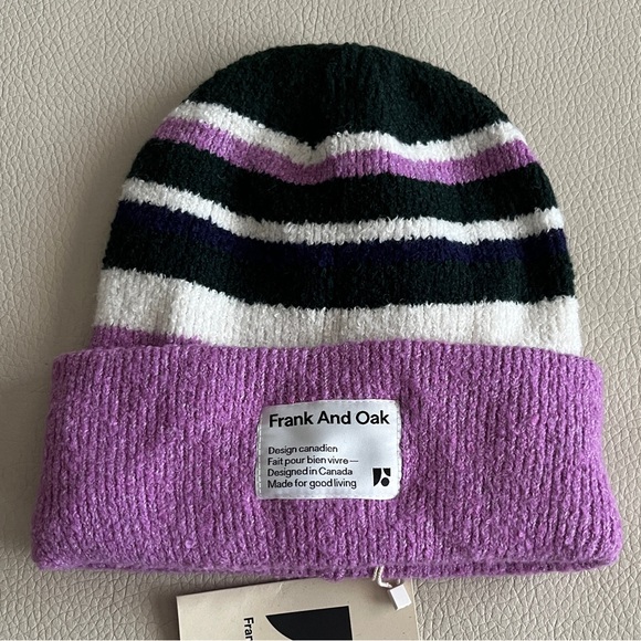 NWT - Frank & Oak Adult Wool Blended Striped Beanie - Picture 2 of 4